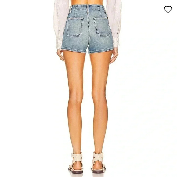 Nili Lotan Romance Lace Up Denim Jean Shorts Faded Wash Size 25 - Picture 2 of 12